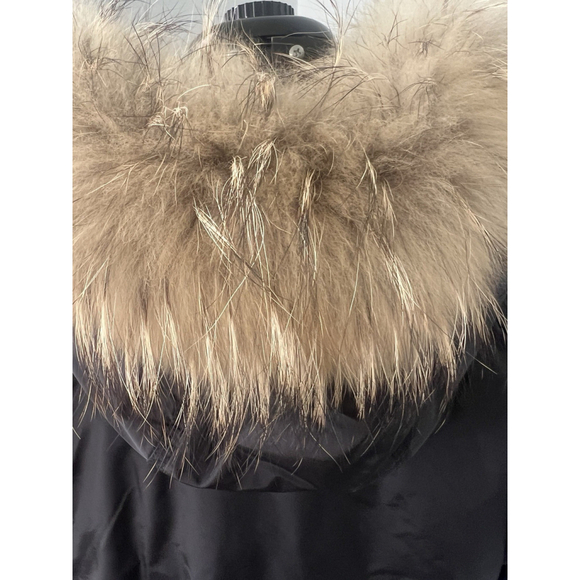 Vintage Metropolis Legacy Sz 14 Winter Parka Coat Black Tan Faux Fur Hood Lined - Picture 11 of 16